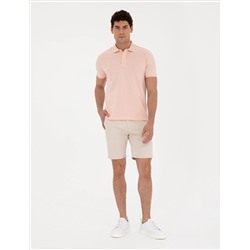 Bej Slim Fit Dokuma Şort