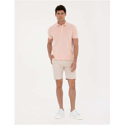 Bej Slim Fit Dokuma Şort