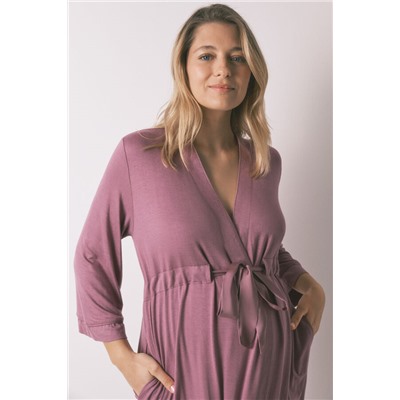 Bata "maternity" cinturón rosa