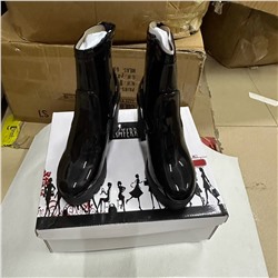 Оригинальные короткие демисезонные сапоги из лакированной кожи на высоком каблуке для внешней торговли на толстом каблуке с круглым носком