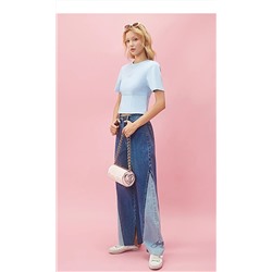 Широкие контрастные джинсы с разрезами и вышивкой  Juic*y Coutur*e. Аутлет-магазин