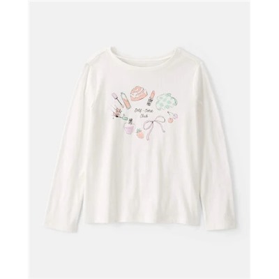 Girls Strawberry Happy Vibes Long-Sleeve Graphic Tee - Pink