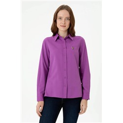 Kadın Violet Uzun Kollu Basic Gömlek