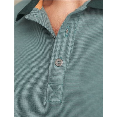 Лонгслив из фактурного трикотажа с плетеным воротником поло с застежкой на пуговицы