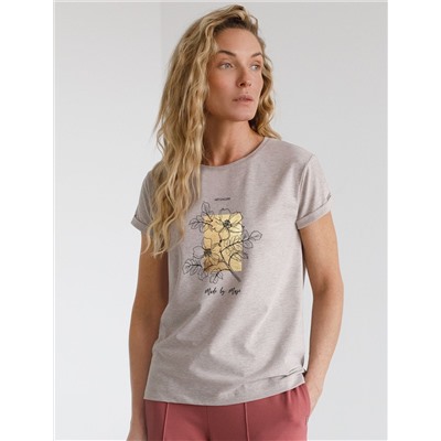 Свободная футболка с принтом из премиального хлопка с эластаном