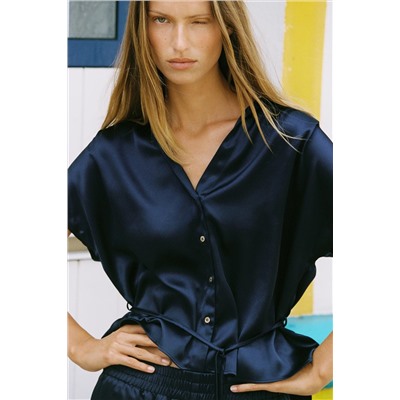 SATIN SHIRT WITH BELT