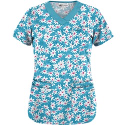 UA Daisy Mae Turquoise Print Scrub Top