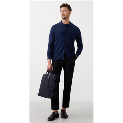 Merino Wool Button-Through Polo Sweater
