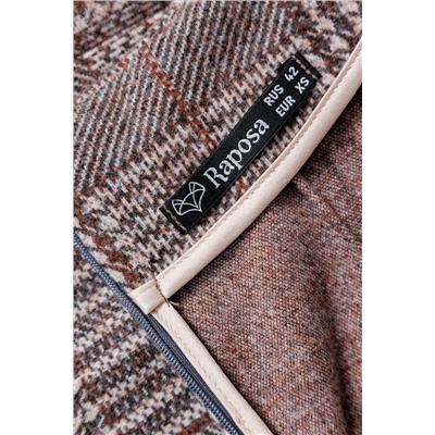 273-1BRN Юбка теплая в клетку миди