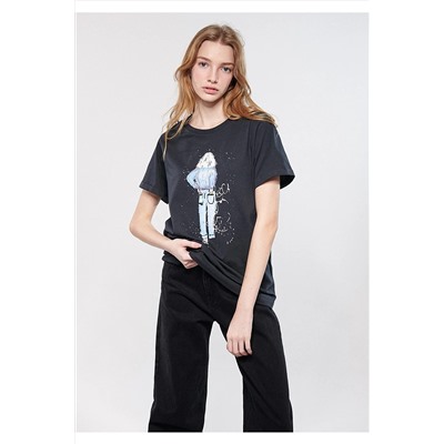 Mavi Denim Baskılı Gri Istanbul Tişört Regular Fit / Normal Kesim 168890-29726
