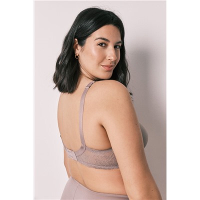 Sujetador reductor microfibra y encaje beige REAL