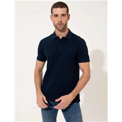 Lacivert Slim Fit Polo Yaka Basic  Tişört