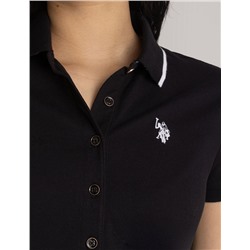 STRIPED BELT POLO DRESS