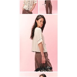 Свободный ажурный кардиган с короткими рукавами 2 цвета Н*М