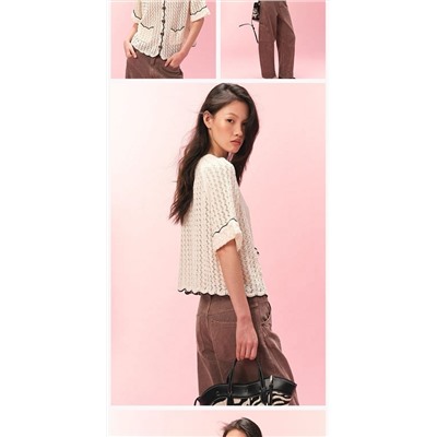 Свободный ажурный кардиган с короткими рукавами 2 цвета Н*М