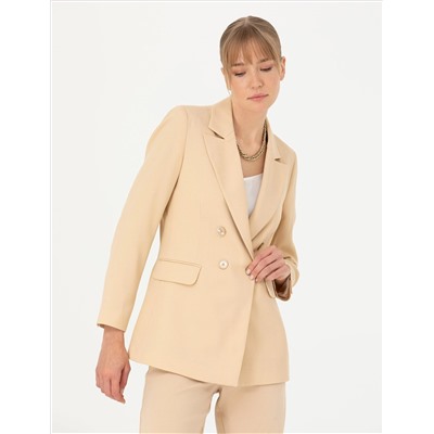 Bej Kruvaze Slim Fit Ceket