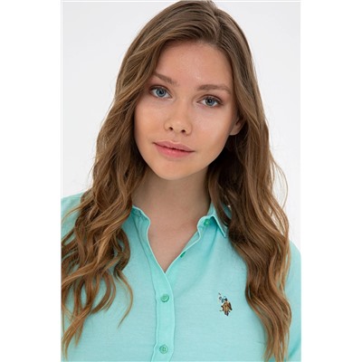 Kadın Mint Uzun Kollu Basic Gömlek