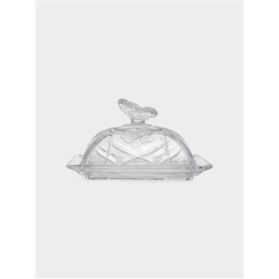 Масленка, 17х12 см, стекло, прямоугольная, Бабочка, Butterfly