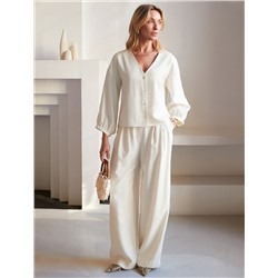 Брюки палаццо с защипами из плотного лиоцелла