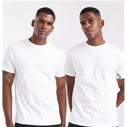 ASOS DESIGN essentials 2 pack crew neck T-shirts in white