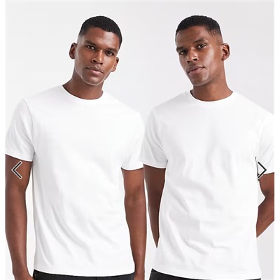 ASOS DESIGN essentials 2 pack crew neck T-shirts in white