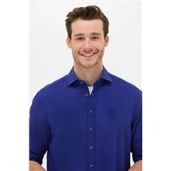 Erkek Mavi Uzun Kollu Basic Gömlek