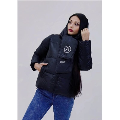 Демисезонная женская куртка весна осень +дутый шарф-косынка 8193