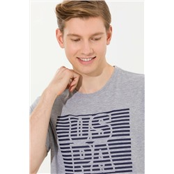 Erkek Gri Melanj Bisiklet Yaka Tişört