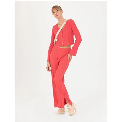 Fuşya Crop Top Örme Hırka
