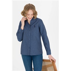 Kadın İndigo Uzun Kollu Gömlek