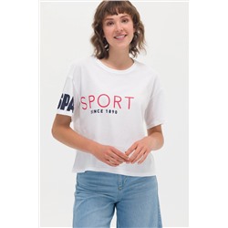 Kadın Beyaz Bisiklet Yaka Tişört