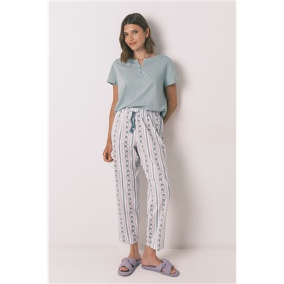 Pantalón largo carrot 100% algodón cenefas