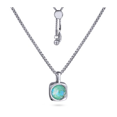 Кулон Теннис (кристаллы SW мятные 8мм; покрытие родий) 70см