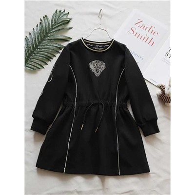 Теплое детское платье с вышивкой и карманами в шве на молнии, экспорт  Ed Hardy
