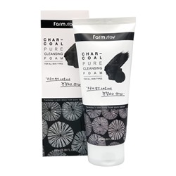FarmStay Charcoal Pure Cleansing Foam Пенка для умывания и глубокой очистки пор с углем 180мл