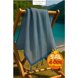 Calmera Etnika Peştemal | İnce - Renkli Saçaklı | Plaj Pareo, Deniz, Havuz, Yoga, Pilates Havlusu - Mavi