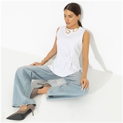 Блуза с декоративными защипами, Счастье с тобой (белая)