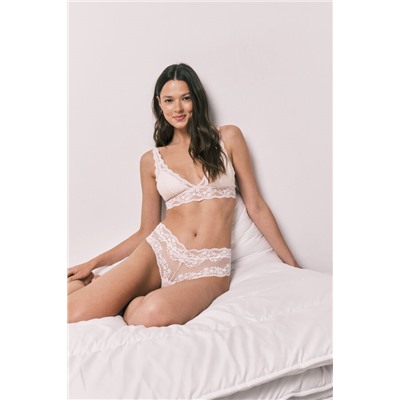 Sujetador triangular relleno encaje rosa FANTASTIC