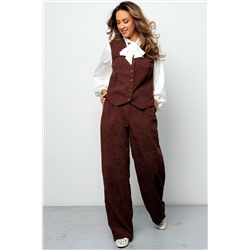 Костюм брючный вельветовый с жилеткой 399BRN