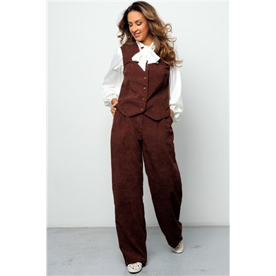 Костюм брючный вельветовый с жилеткой 399BRN