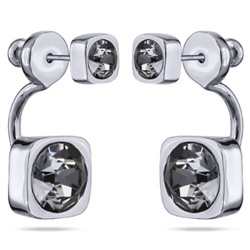 Серьги Теннис (кристаллы SW темно-серые 4мм и 7мм; покрытие родий), Есть комплект