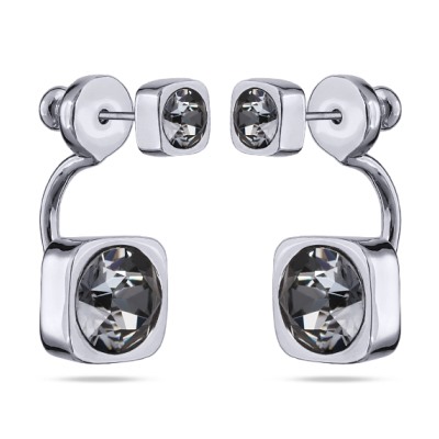 Серьги Теннис (кристаллы SW темно-серые 4мм и 7мм; покрытие родий), Есть комплект