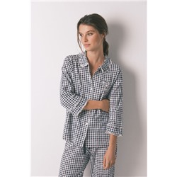 Pijama camisero largo 100% algodón vichy
