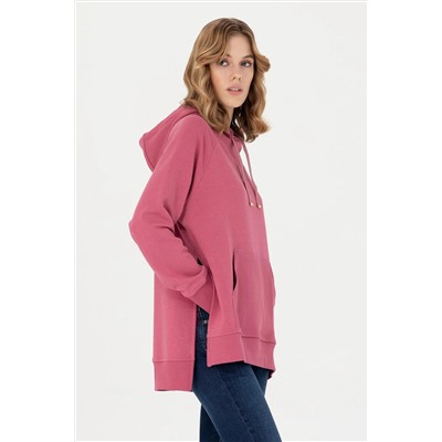 Kadın Pembe Kapüşonlu Sweatshirt
