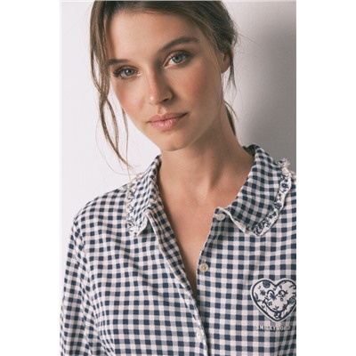 Pijama camisero largo 100% algodón vichy