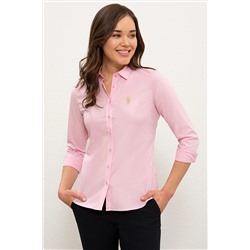 Kadın Pembe Uzun Kollu Basic Gömlek