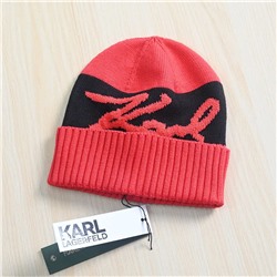 Осенне-зимняя шапка унисекс из контрастной пряжи  Kar*l Lagerfel*d 😎