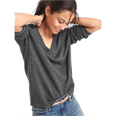 Wool- cashmere blend V-neck sweater