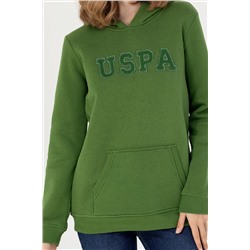 Kadın Yeşil Kapüşonlu Basic Sweatshirt
