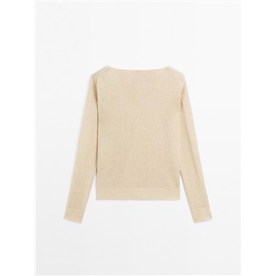 Jersey punto manga larga 100% lino